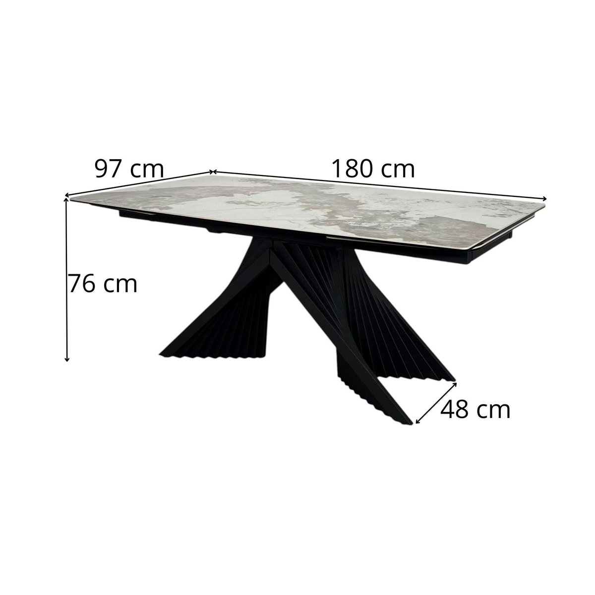 Table extensible céramique - pied origami 180-280 cm LOMBARDIE blanc, PIER IMPORT