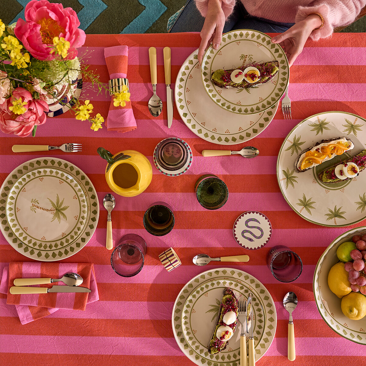 Lote de 4 posavasos de porcelana estampados, TOKALA multicolor, LA REDOUTE INTERIEURS