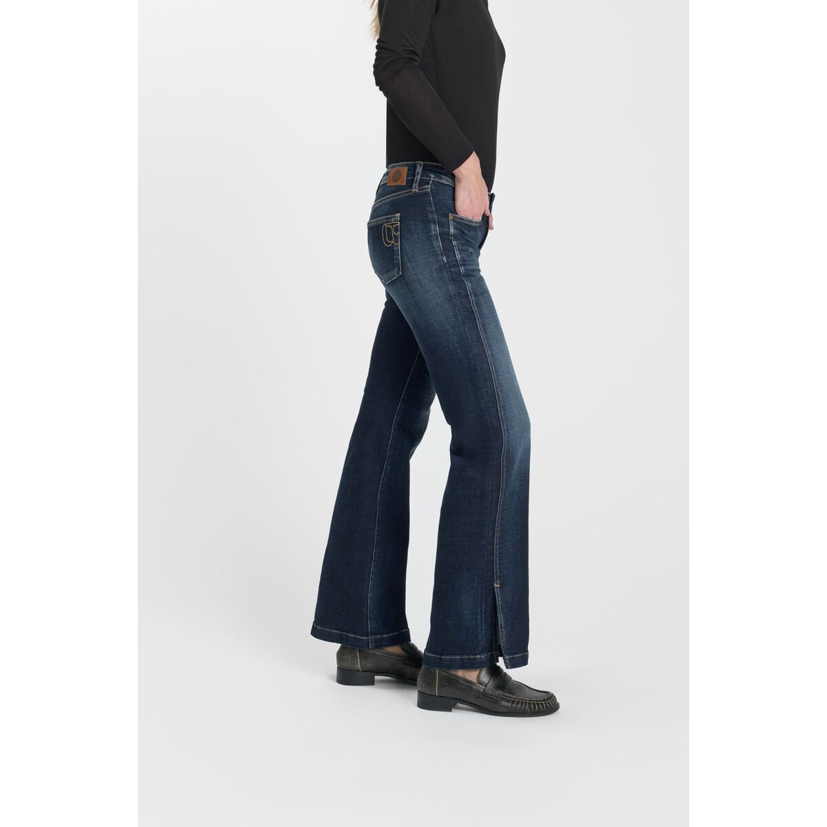 Jeans flare , longueur 34 blue, LE TEMPS DES CERISES
