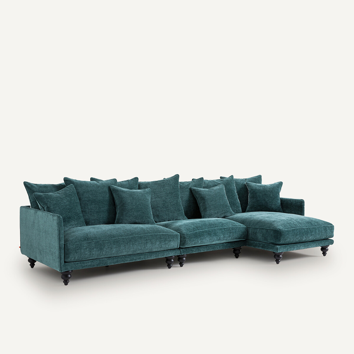 Méridienne, en velours texturé, LAZARE bleu pétrole, AM.PM