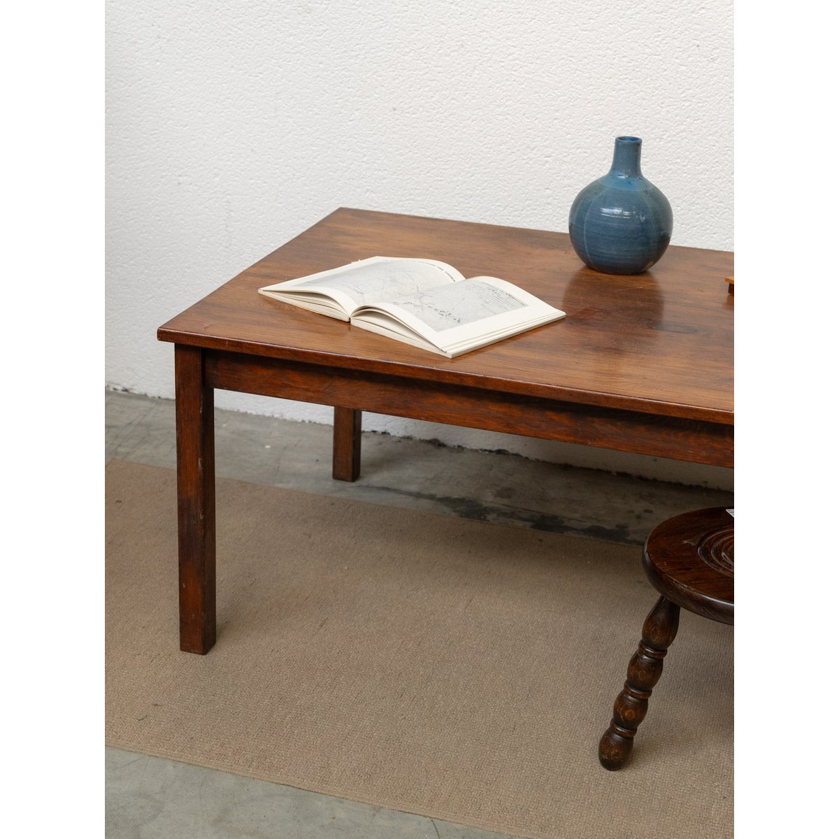 Grande table basse en bois Léonie N°1071 - Bon état bois foncé, DEBONGOUT