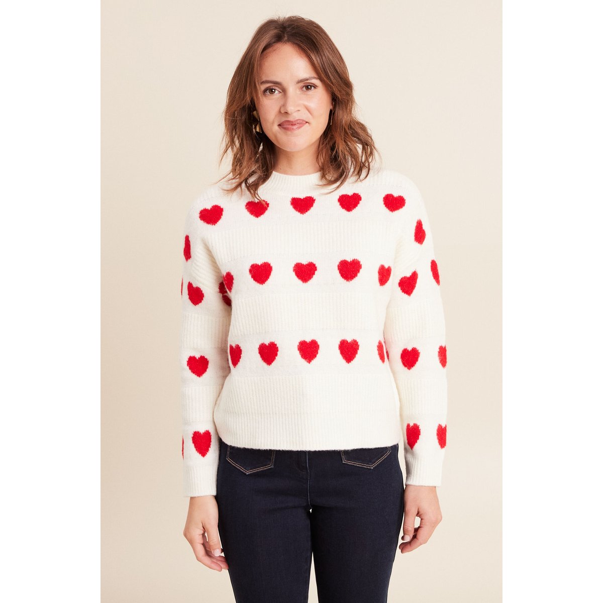 Pull col rond manches longues rouge, BREAL