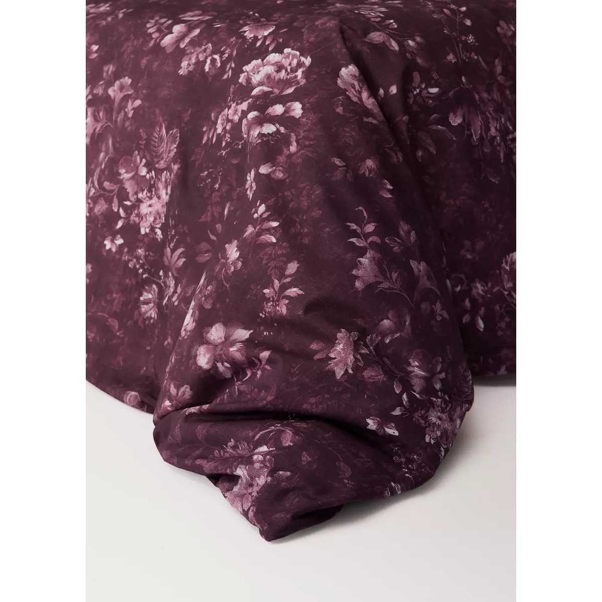 Housse de couette 100 % coton floral Lit 90 cm lie de vin, MANGO HOME
