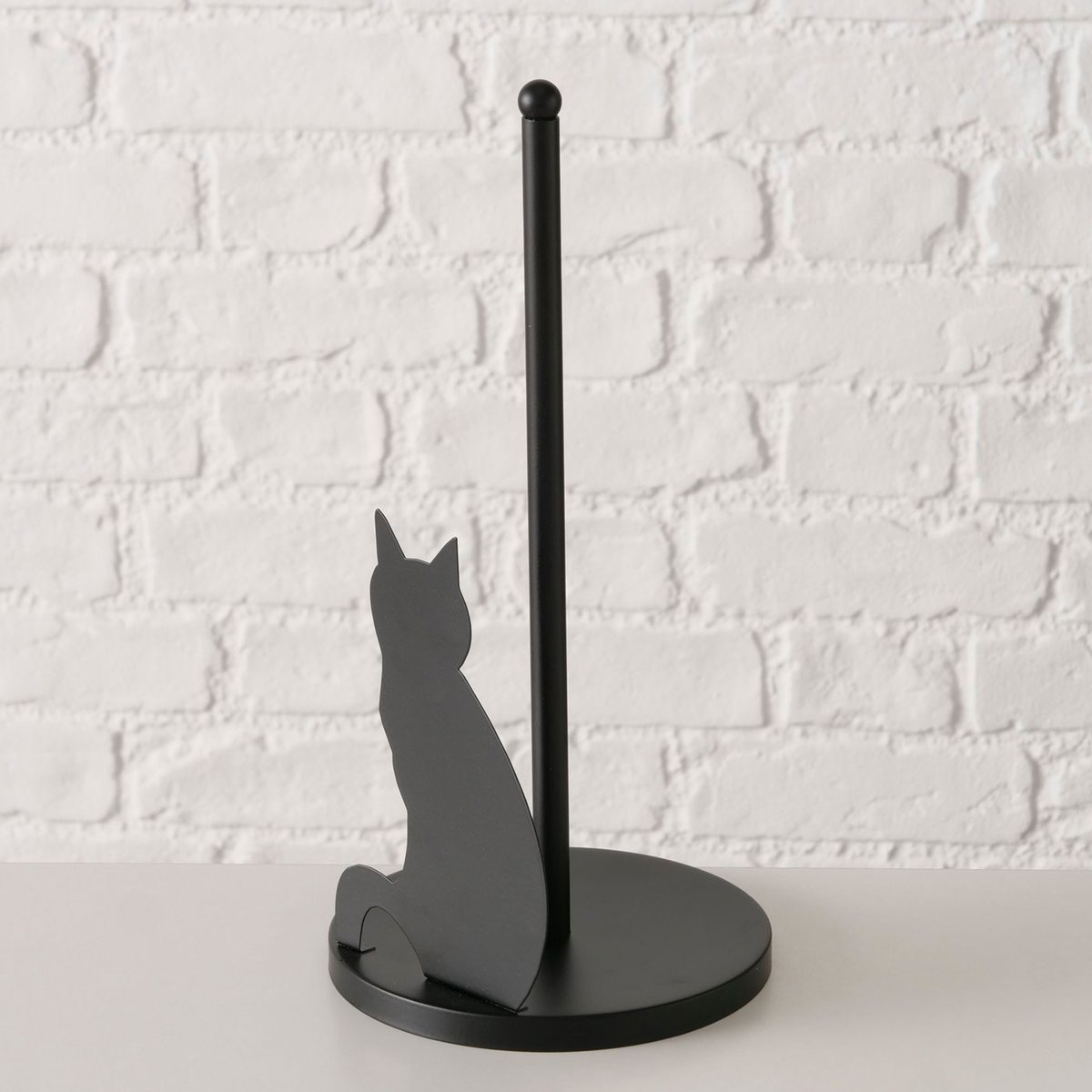 Porte papier WC réserve métal noir chat 15x15x31cm noir, WADIGA