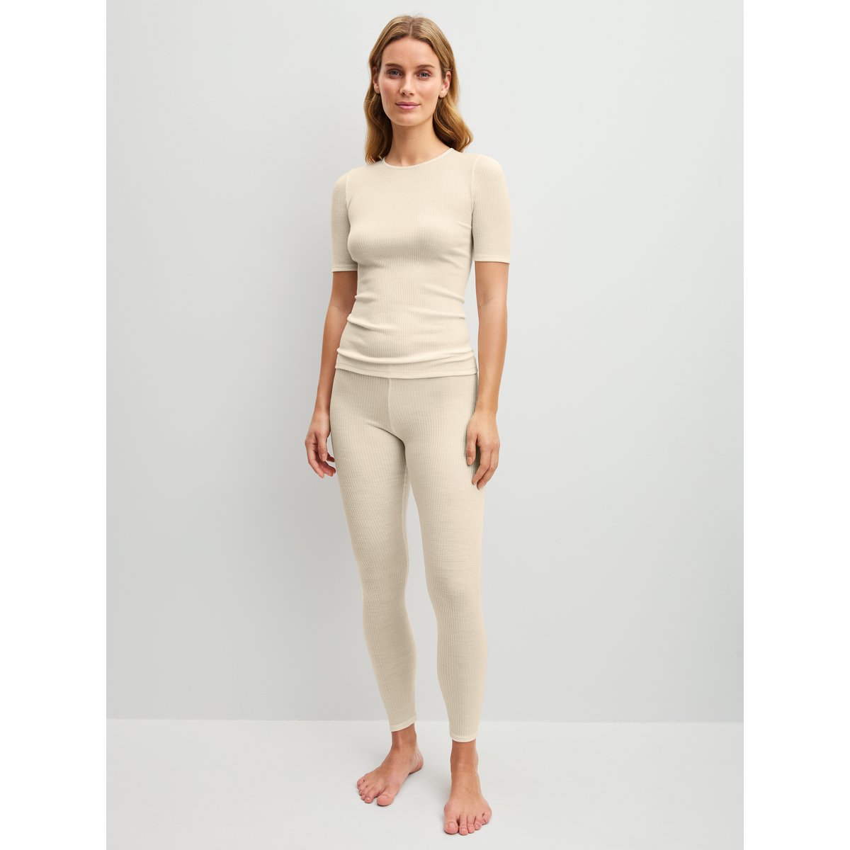 T-shirt manches courtes en laine et soie manches courtes Laine SILKY WOOL SOFT crème de charme, CALIDA