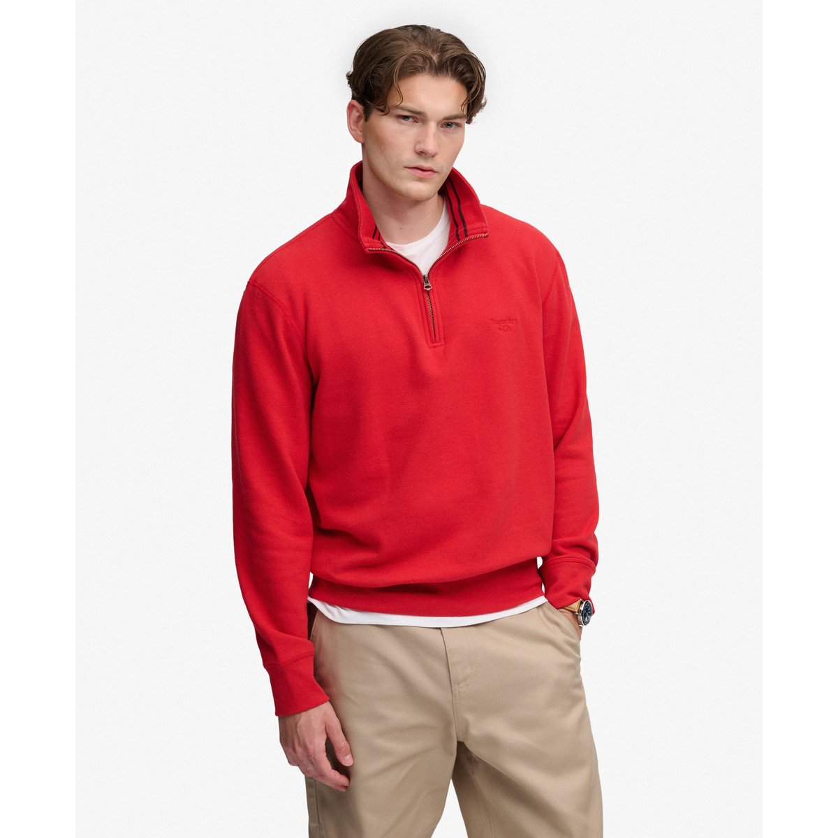 Sweat Essential Serif Logo Coupe Décontractée rouge basique, SUPERDRY