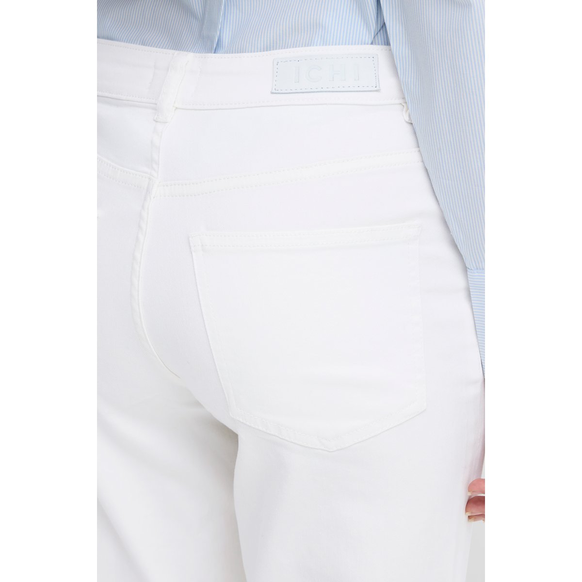 Jeans jambes droites, longueur chevlle blanc de blanc, ICHI