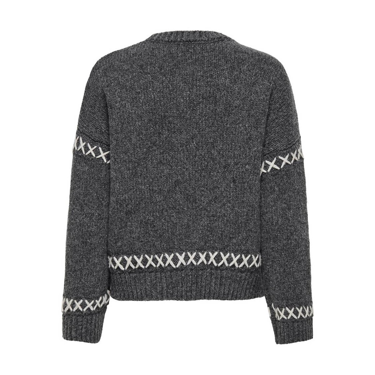 Crew Neck Jumper with Contrasting Seam Details dark grey            , ONLY
