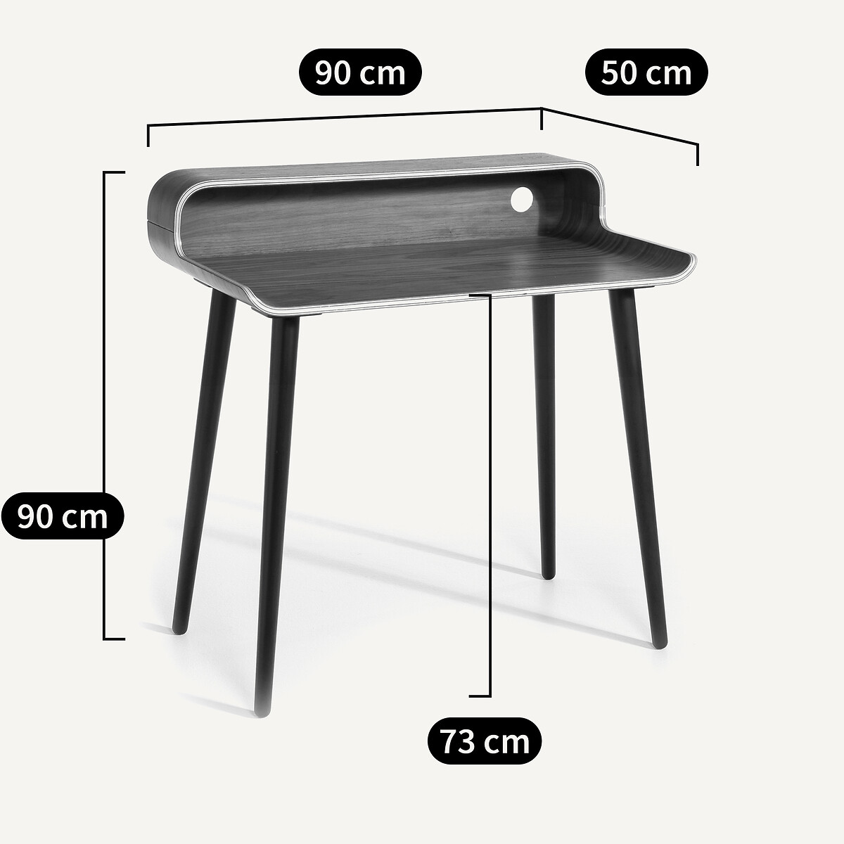 Bureau plaqué Noyer, Vernan noyer pieds noir, AM.PM