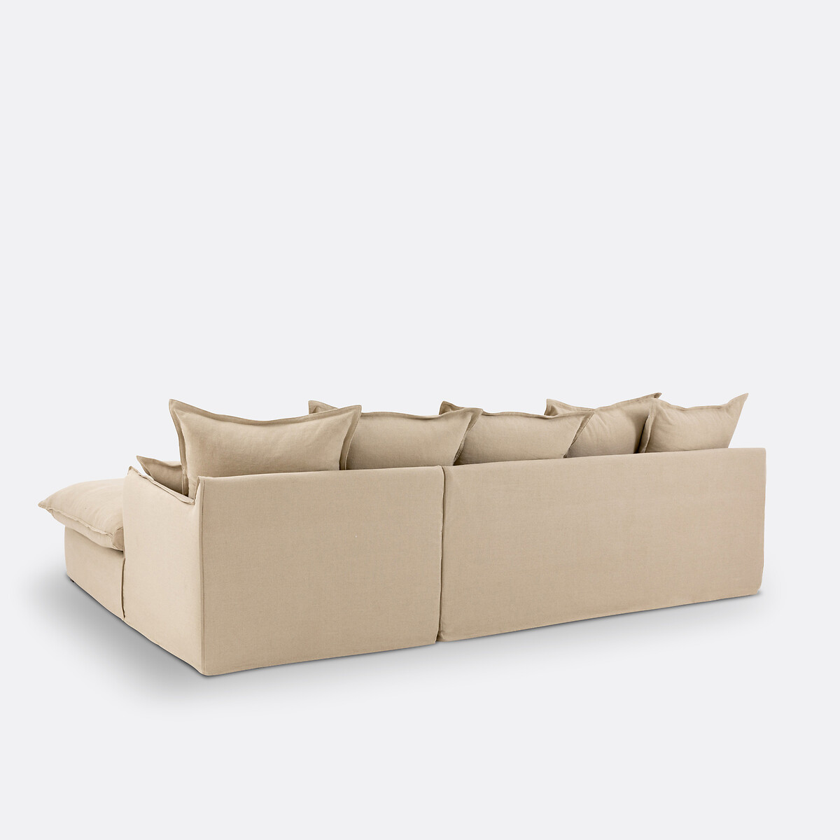Canapé d'angle, déhoussable, 4 places, en lin épais, ODNA naturel, LA REDOUTE INTERIEURS