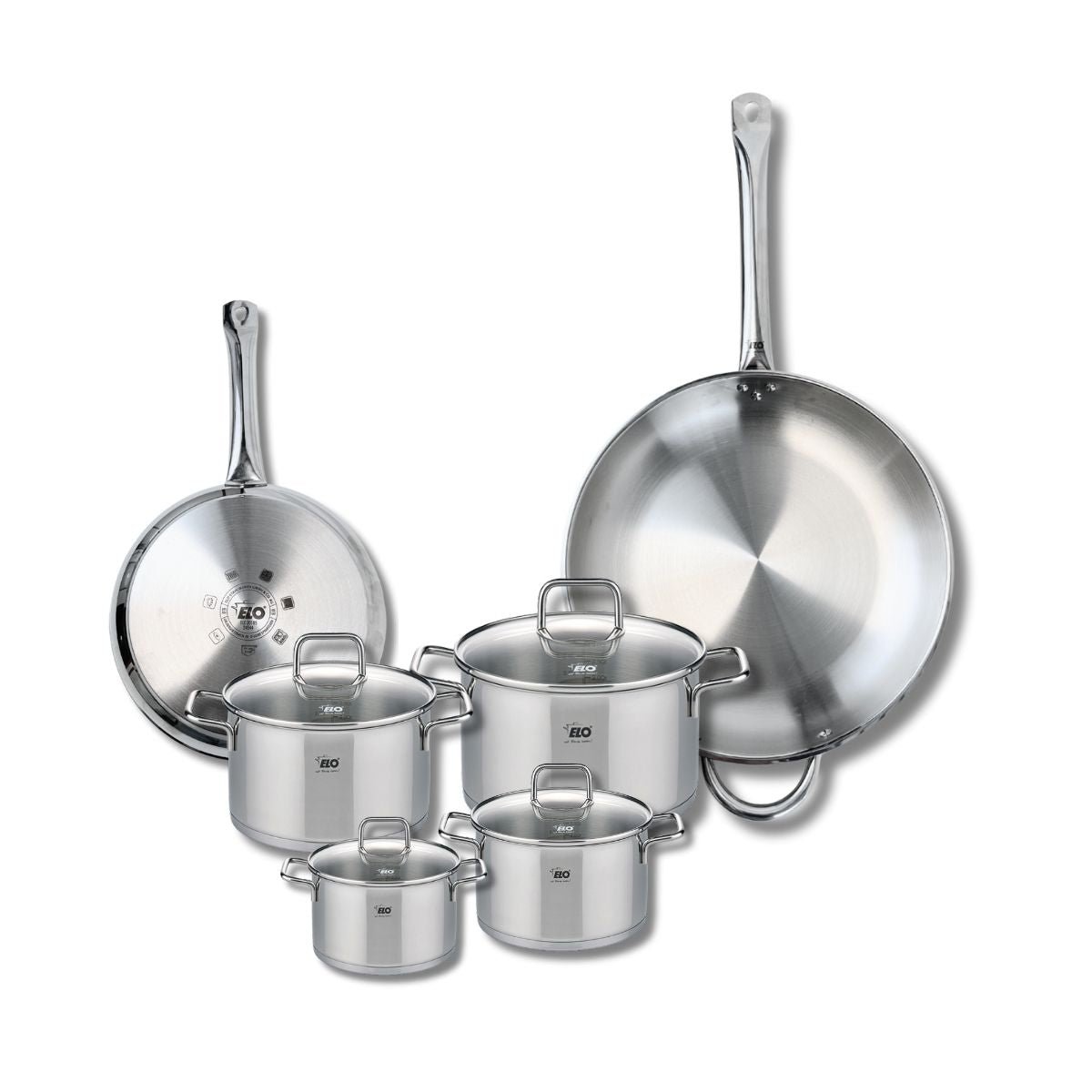 2 poêles 24/32cm + 4 faitouts 12/14/16/20cm PROFI CITRIN gris, ELO