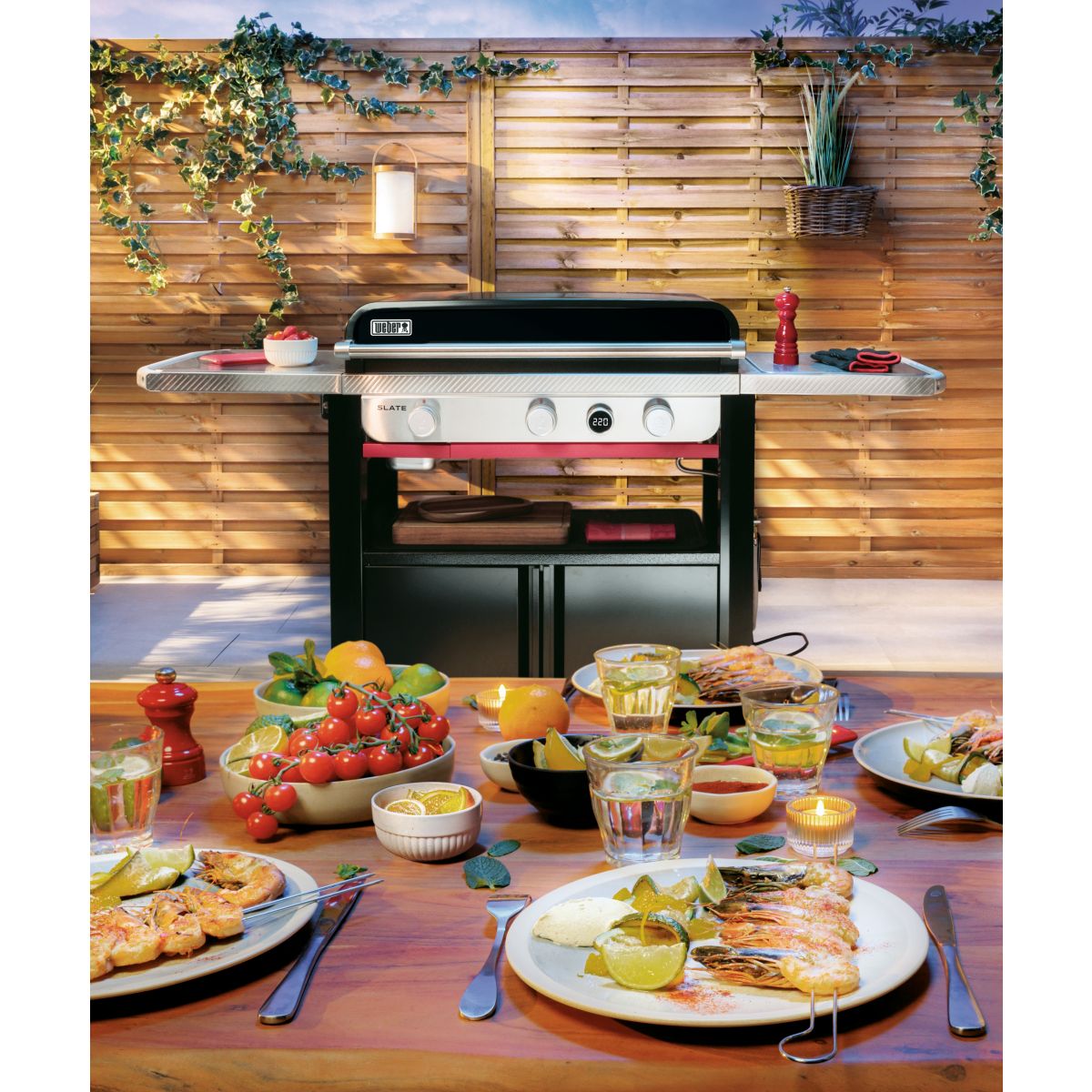 Plancha gaz black 3 brûleurs sur chariot, 76x46 cm noir, WEBER
