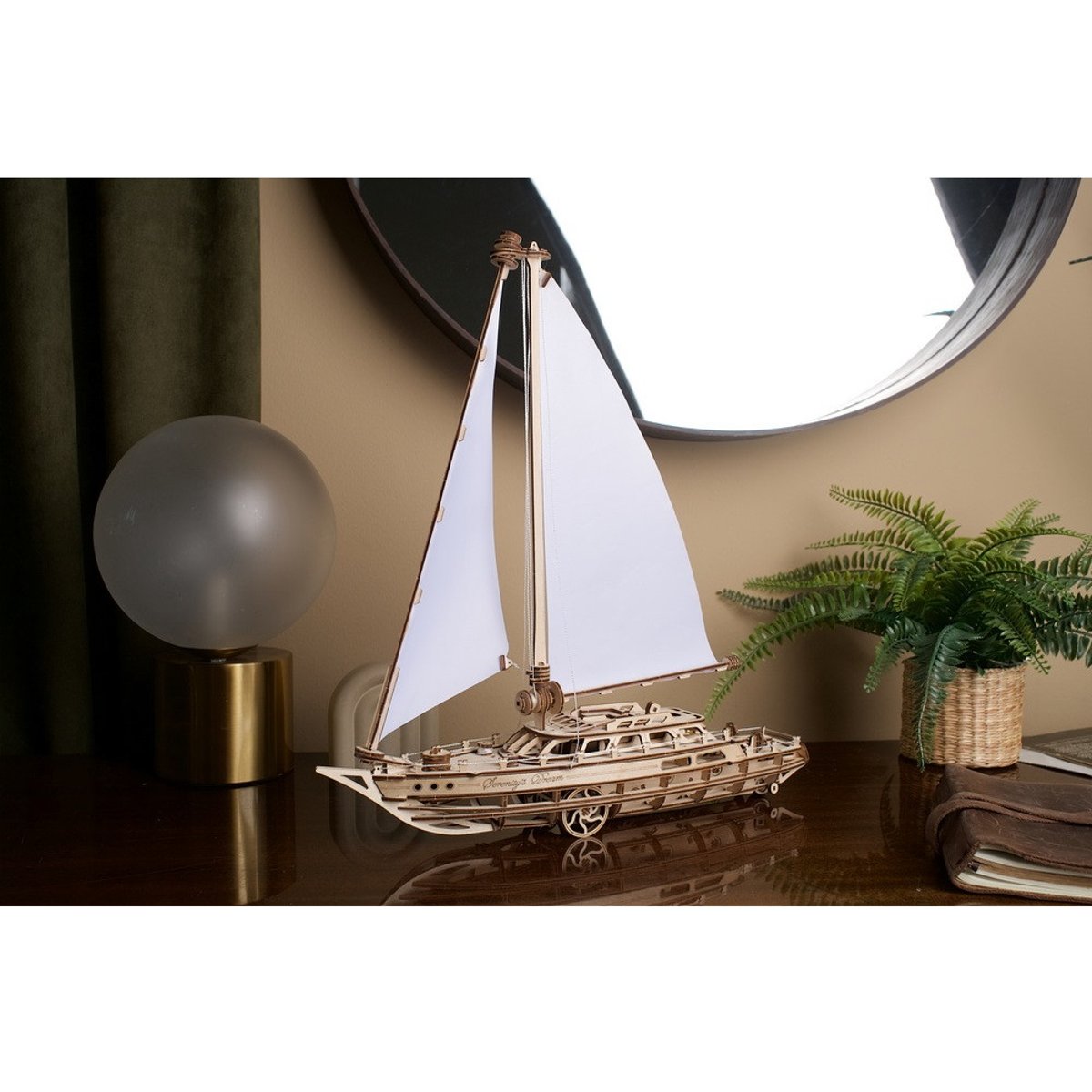 Puzzle 3D Bateau à voile Sérénité beige, UGEARS