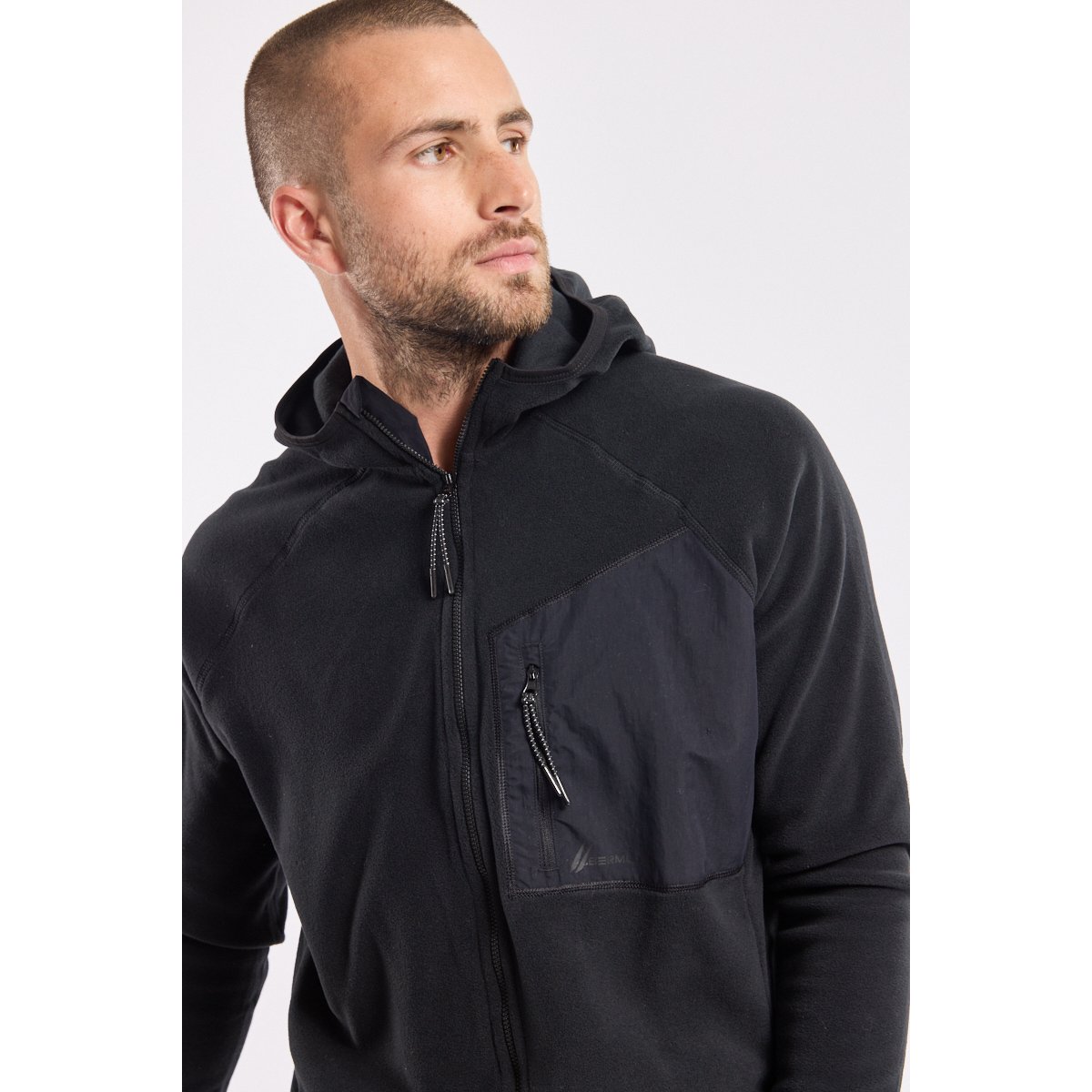 Veste polaire à capuche en Micropolaire Polartec® PLOUHA noir, BERMUDES