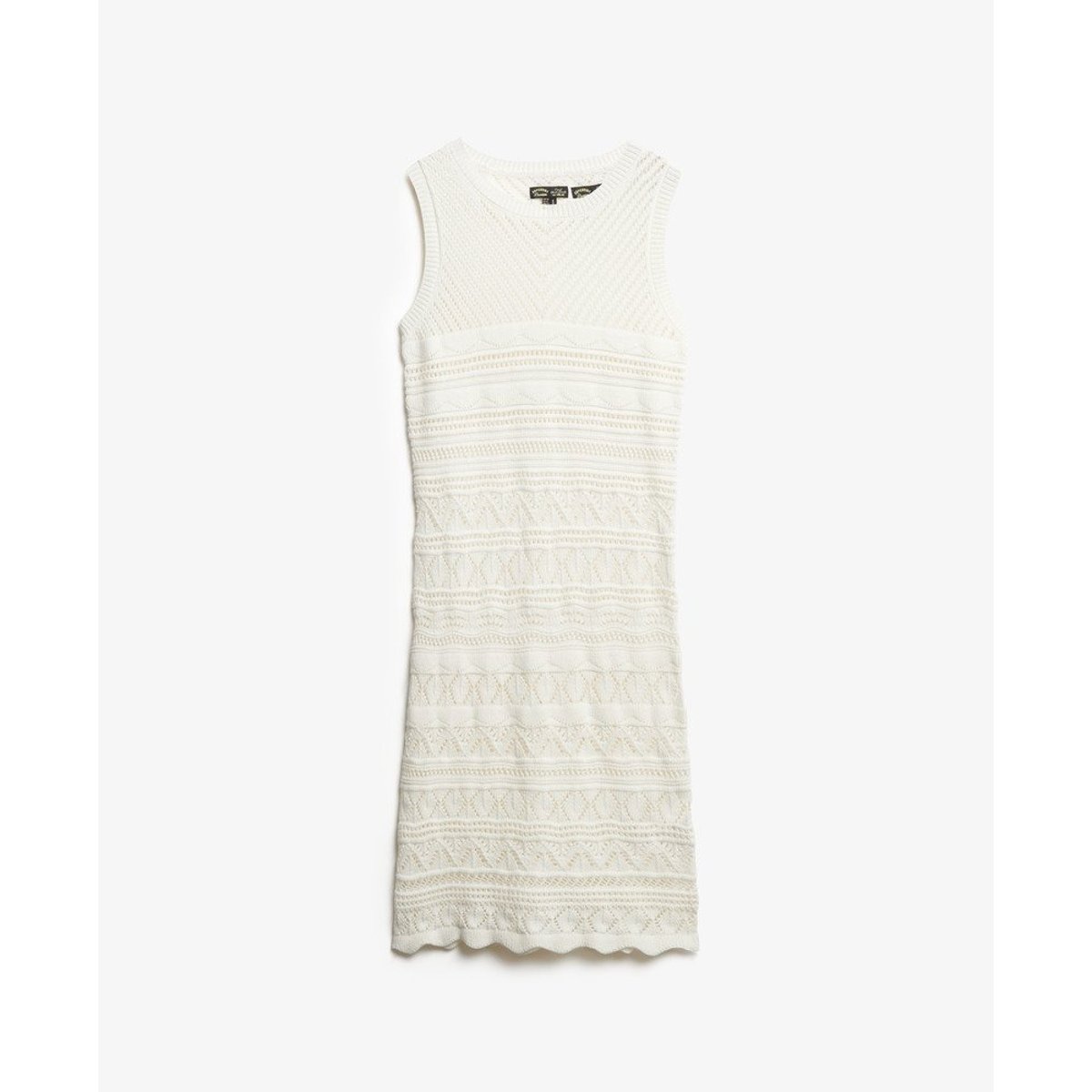 Robe courte en crochet blanc cassé os du désert, SUPERDRY