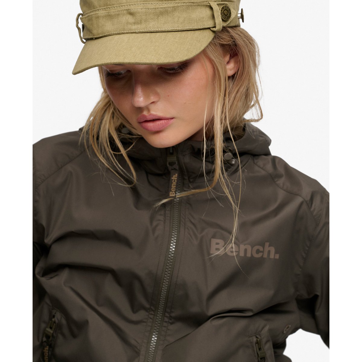 Blouson Bomber à Capuche Bench olive noir/ pépite de chocolat, SUPERDRY
