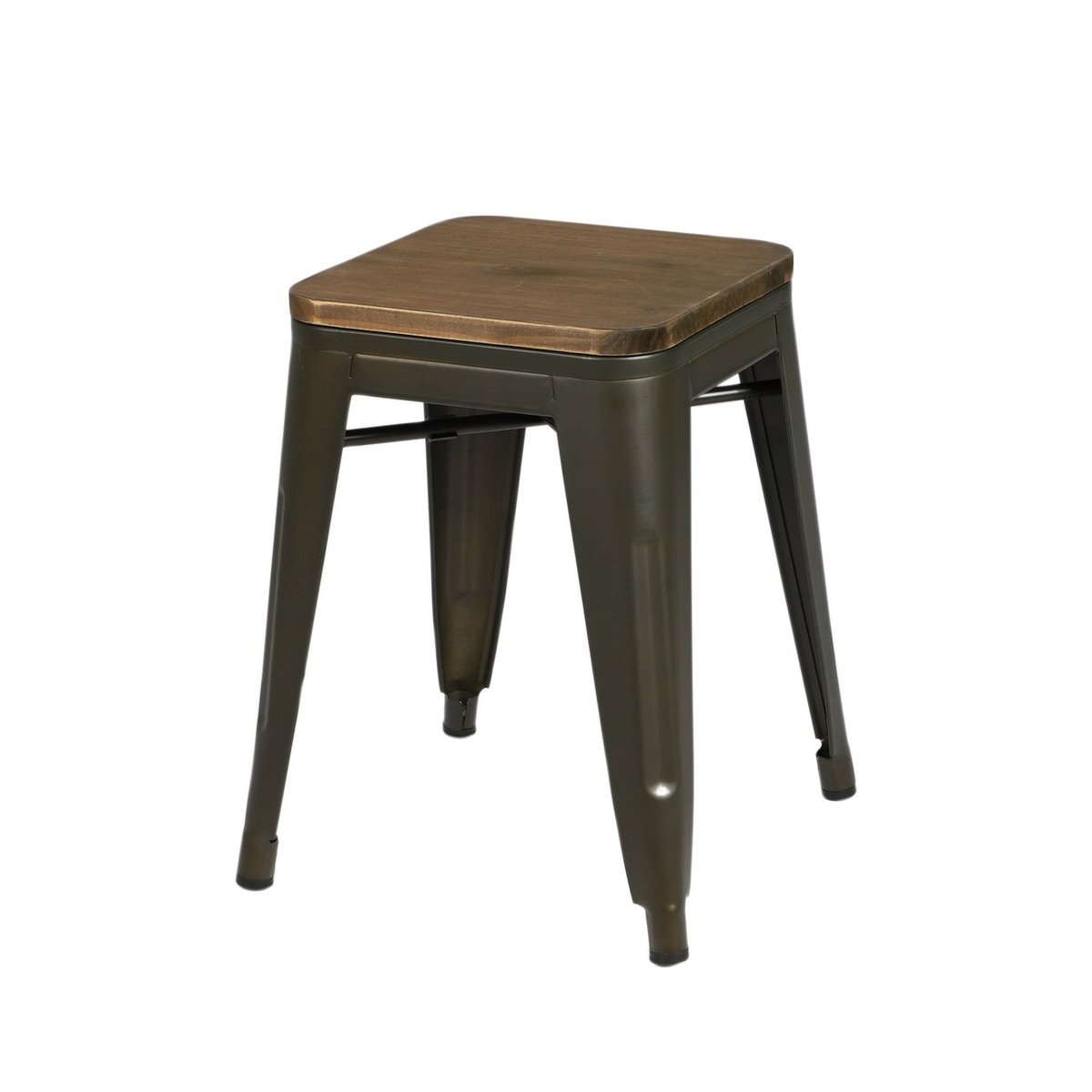 Lot de 4 tabourets en bois et métal design vintage LIV gris foncé, TOILINUX