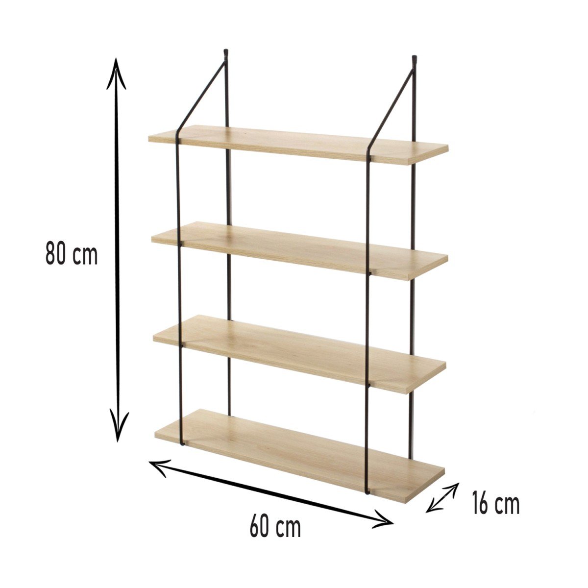 Étagère Murale 4 Niveaux Décor Bois L60 cm bois, CALICOSY