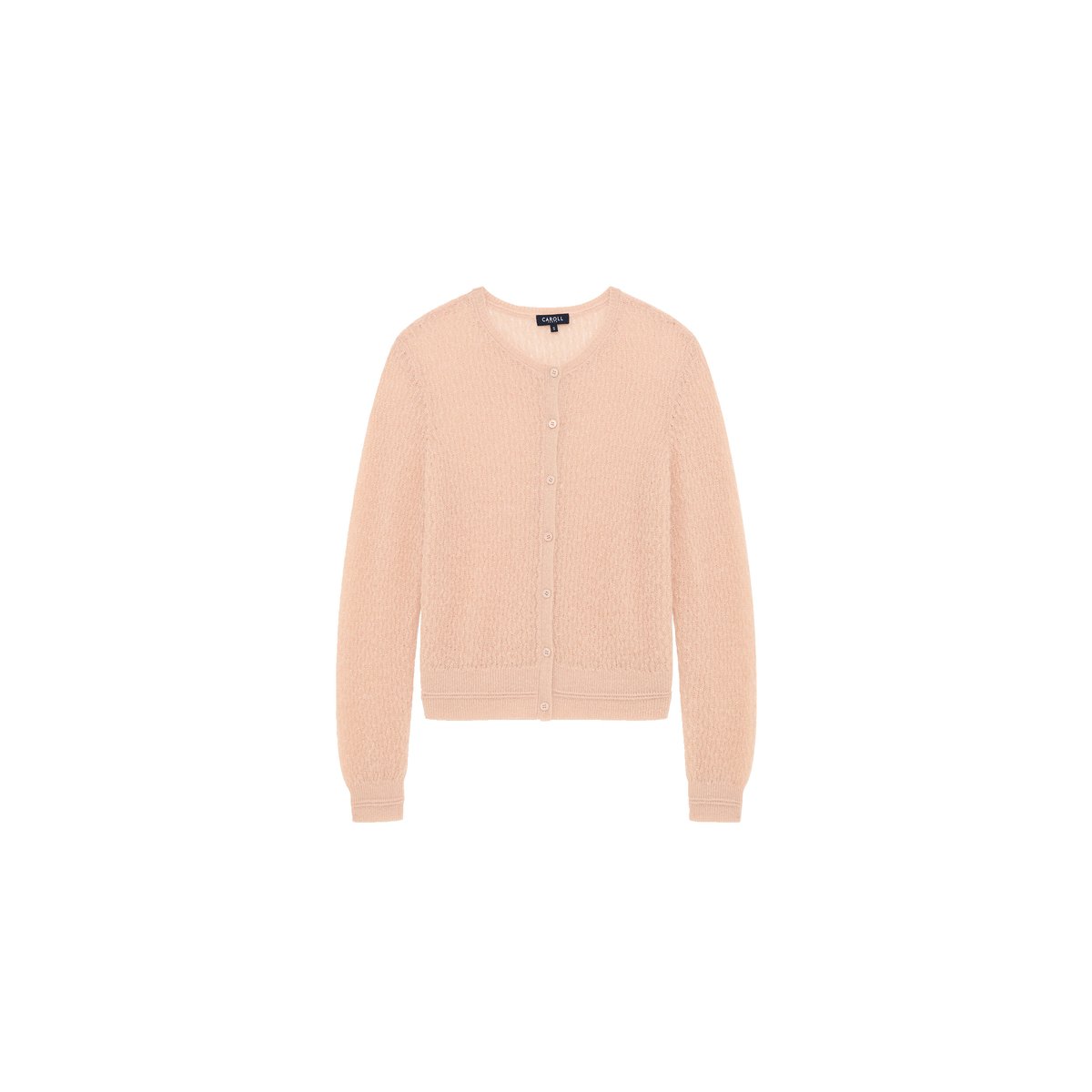 Gilet droit en alpaga JADE rose saumon, CAROLL