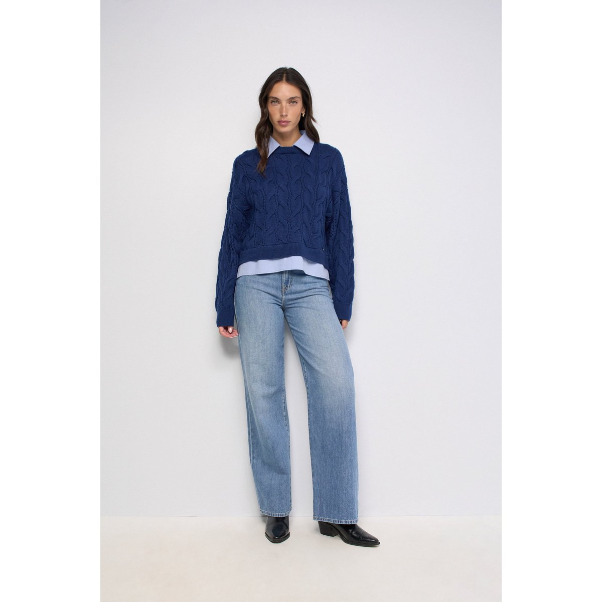PULL COMBINÉ AVEC CHEMISE bleu, SALSA JEANS