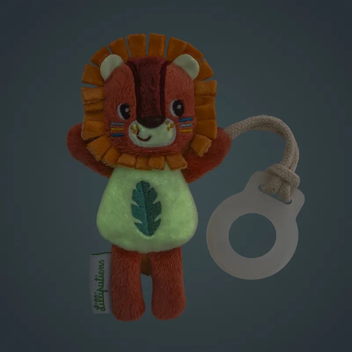 Doudou attache sucette orange, rouge, blanc, LILLIPUTIENS