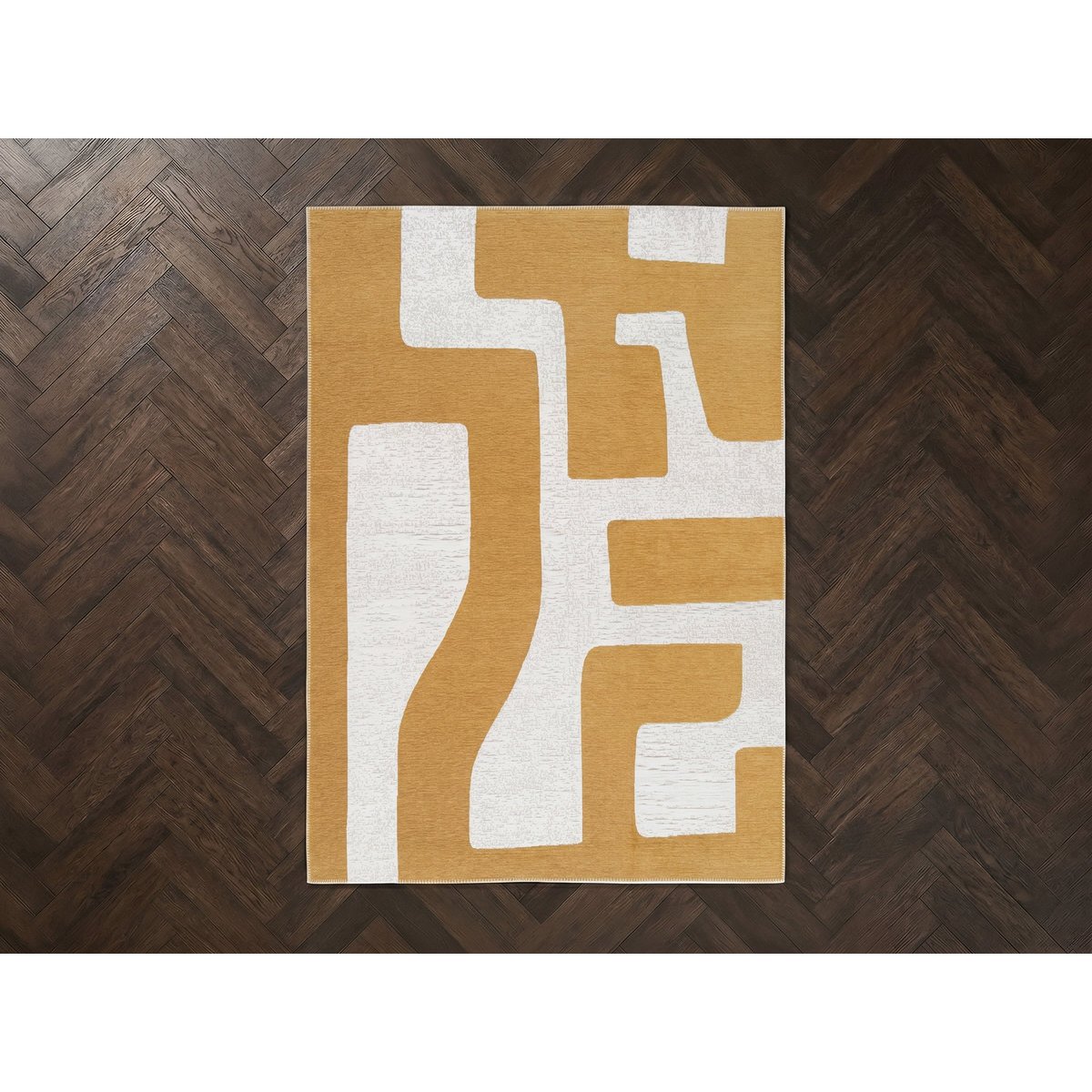 Tapis poils ras style graphique, JASPER jaune, BOBOCHIC
