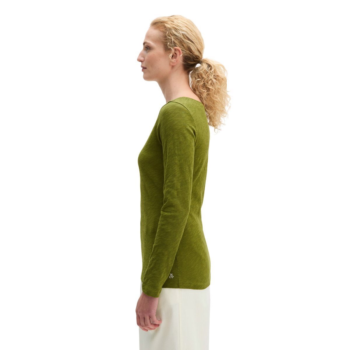 T-shirt à manches longues U-Boot coupe classique en qualité Organic Cotton vert, MARC O'POLO