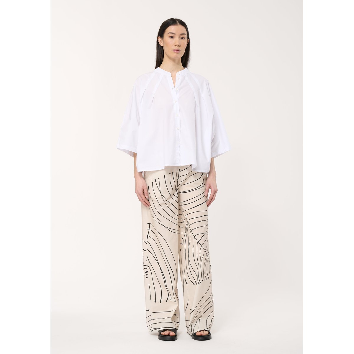 Chemisier blanc oversize en coton blanc, HUMILITY