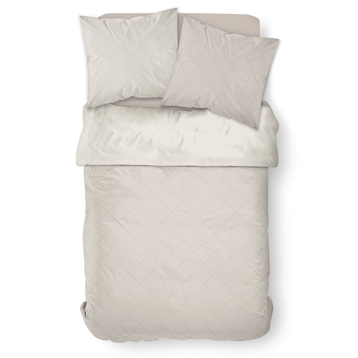 Parure de lit 2 personnes imprimé coton SUNSHINE SAM beige, TODAY