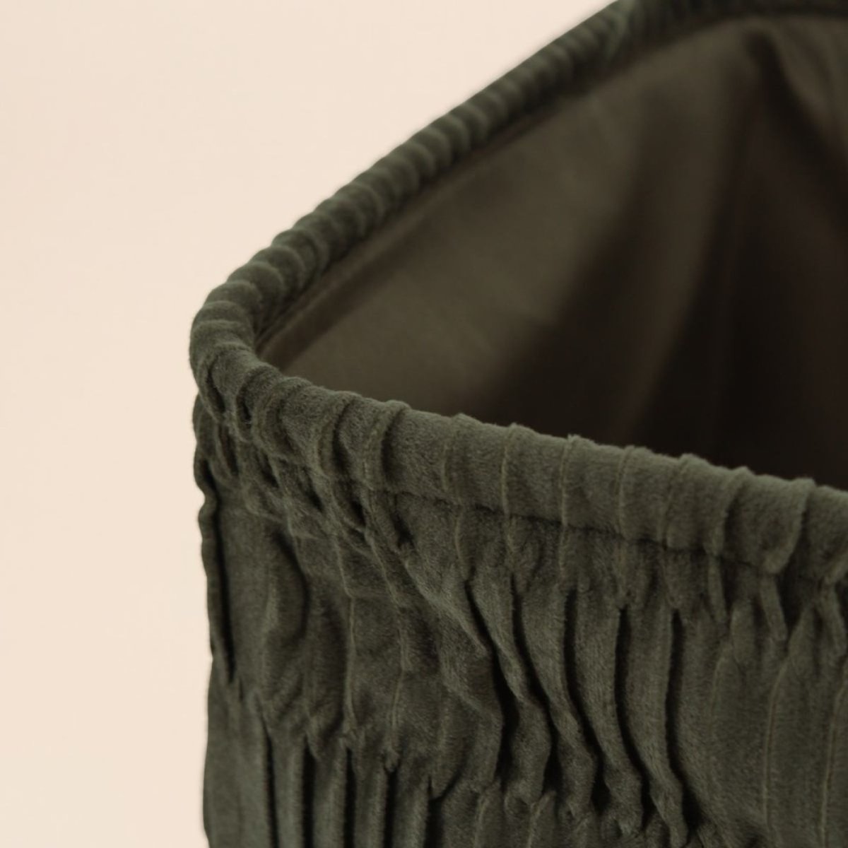 Cube de rangement en velours plissé vert 31x31x31cm vert, ORNAMI