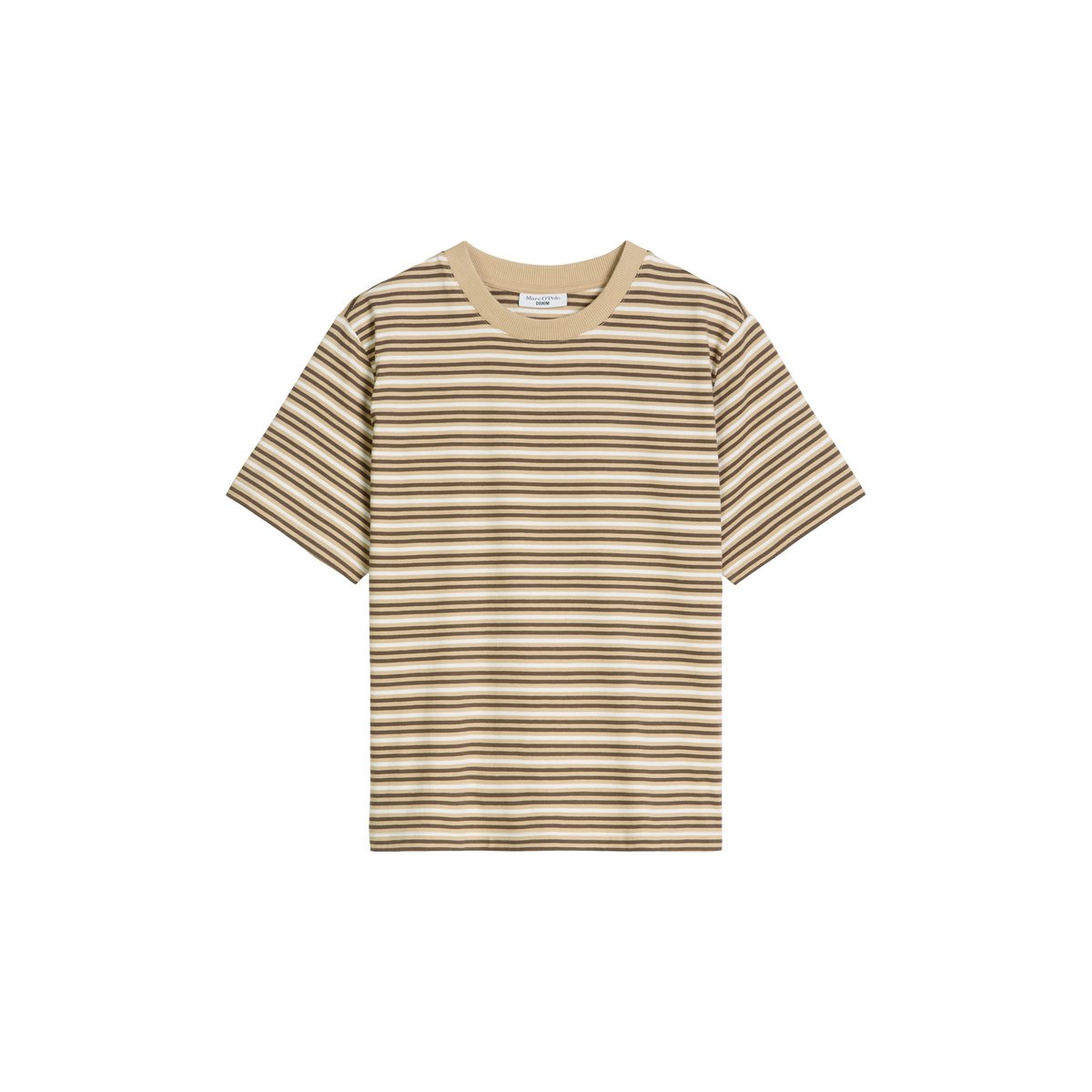 T-shirt à rayures relaxed en jersey simple de coton beige, MARC O’POLO DENIM