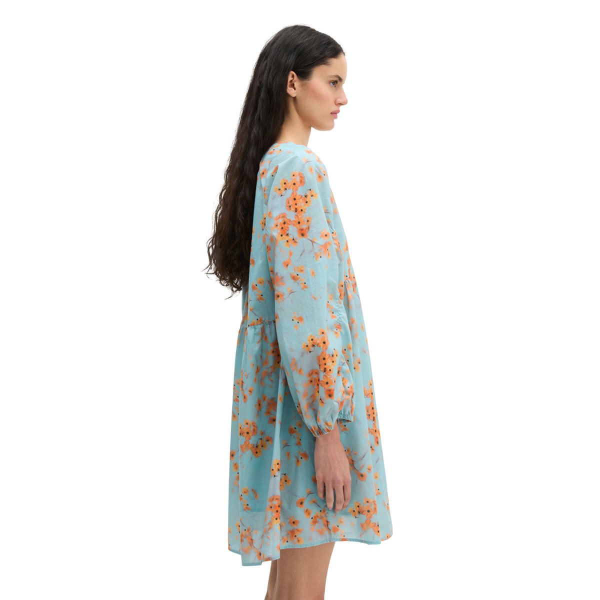 Robe d'été courte loose en voile de coton imprimé bleu moyen, MARC O'POLO