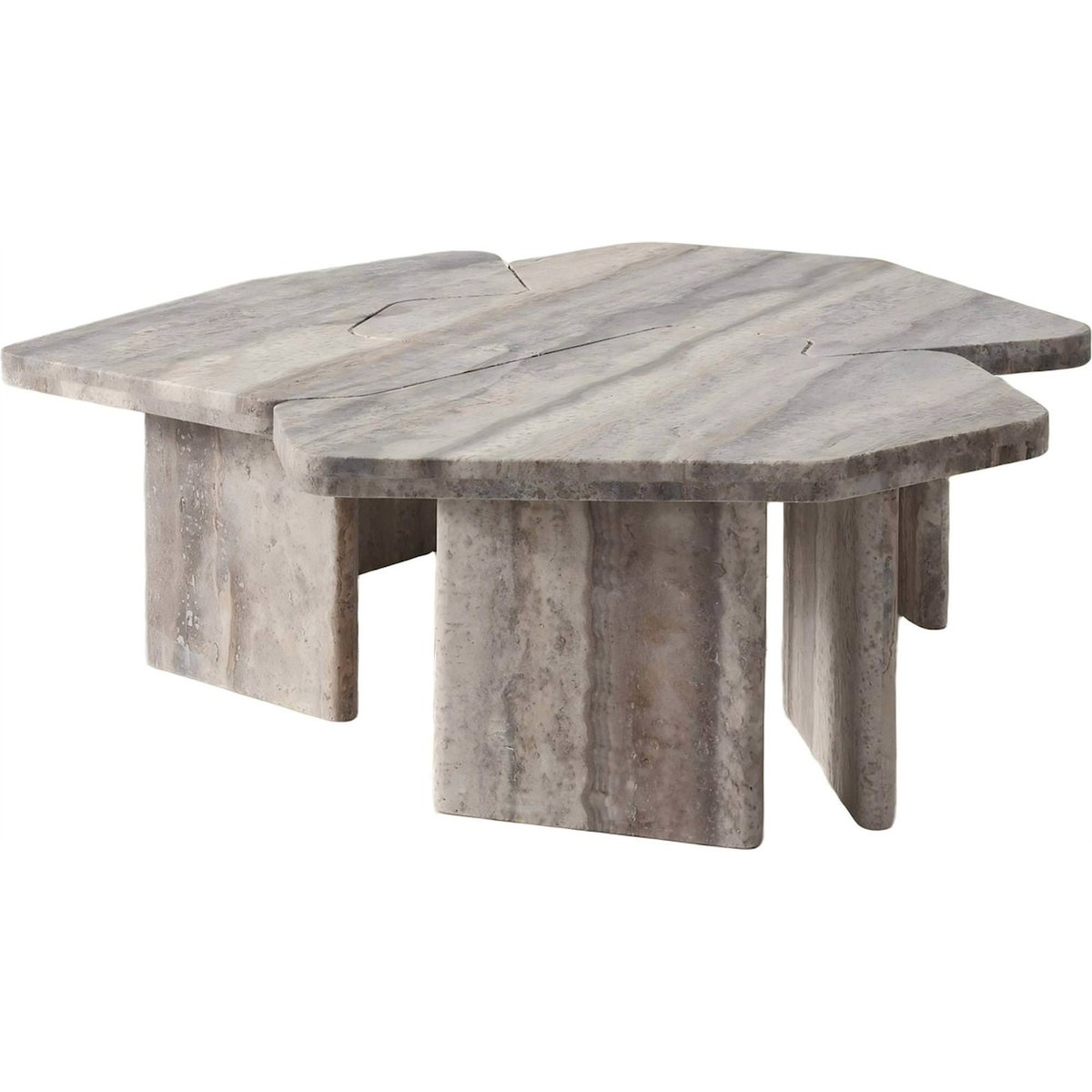 Table basse gigogne en travertin gris travertin, RECOLLECTION