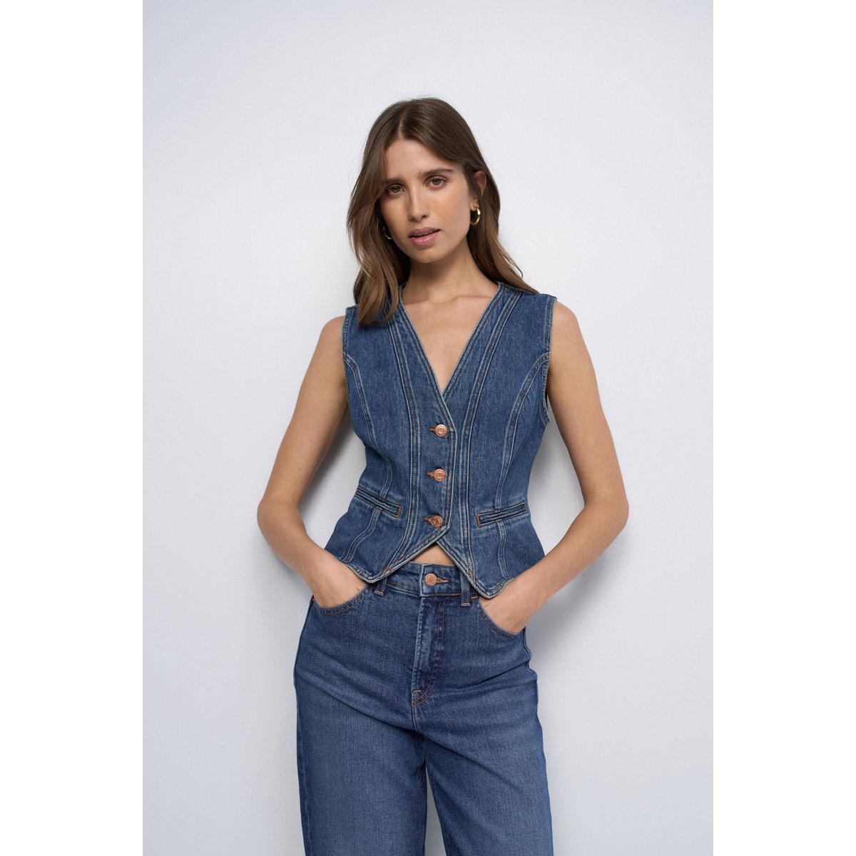 GILET EN DENIM bleu denim, SALSA JEANS