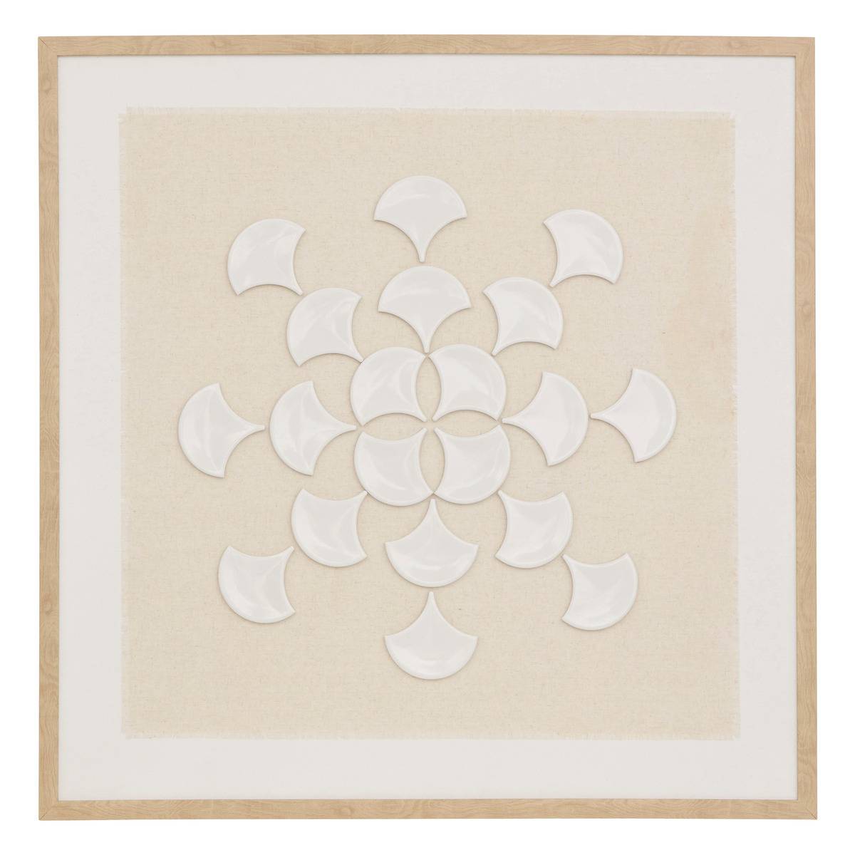 Toile en relief en lin avec motifs en céramique HOURIA beige, ATMOSPHERA
