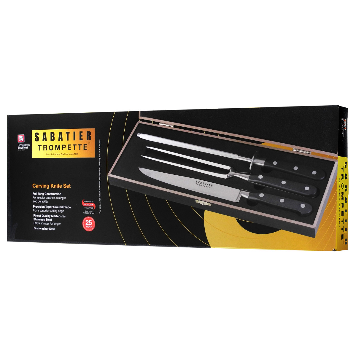 Coffret 3 couteaux à découper - SABATIER TROMPETTE noir, RICHARDSON SHEFFIELD