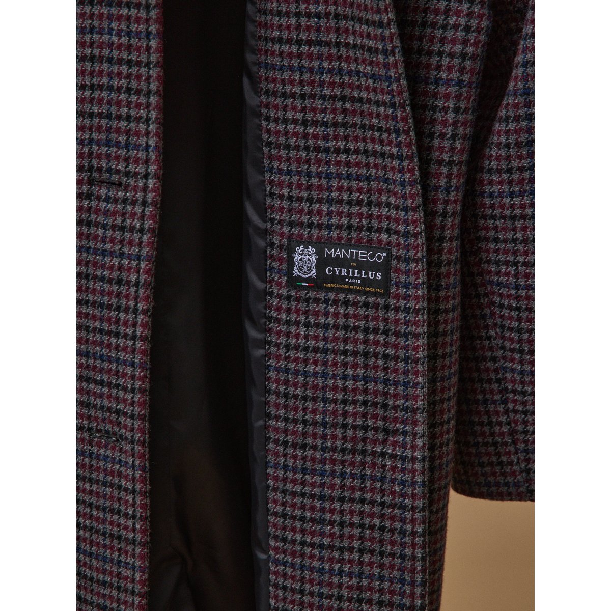 Manteau mi-long lainage pied-de-poule pied de poule marine, CYRILLUS