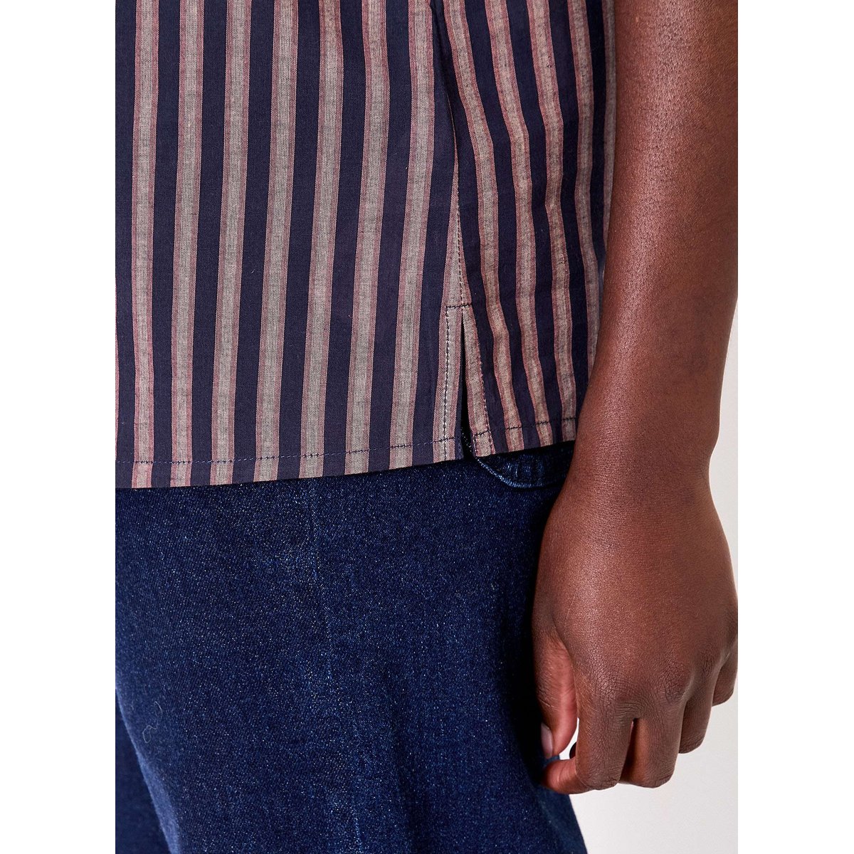 Top rayé manches courtes voile de coton bio PALANE bleu navy palane, LA FIANCÉE