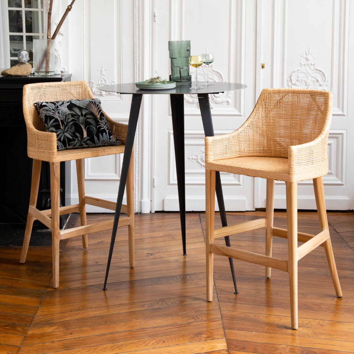 Tabouret de bar en rotin SAIGON rotin naturel, KOK