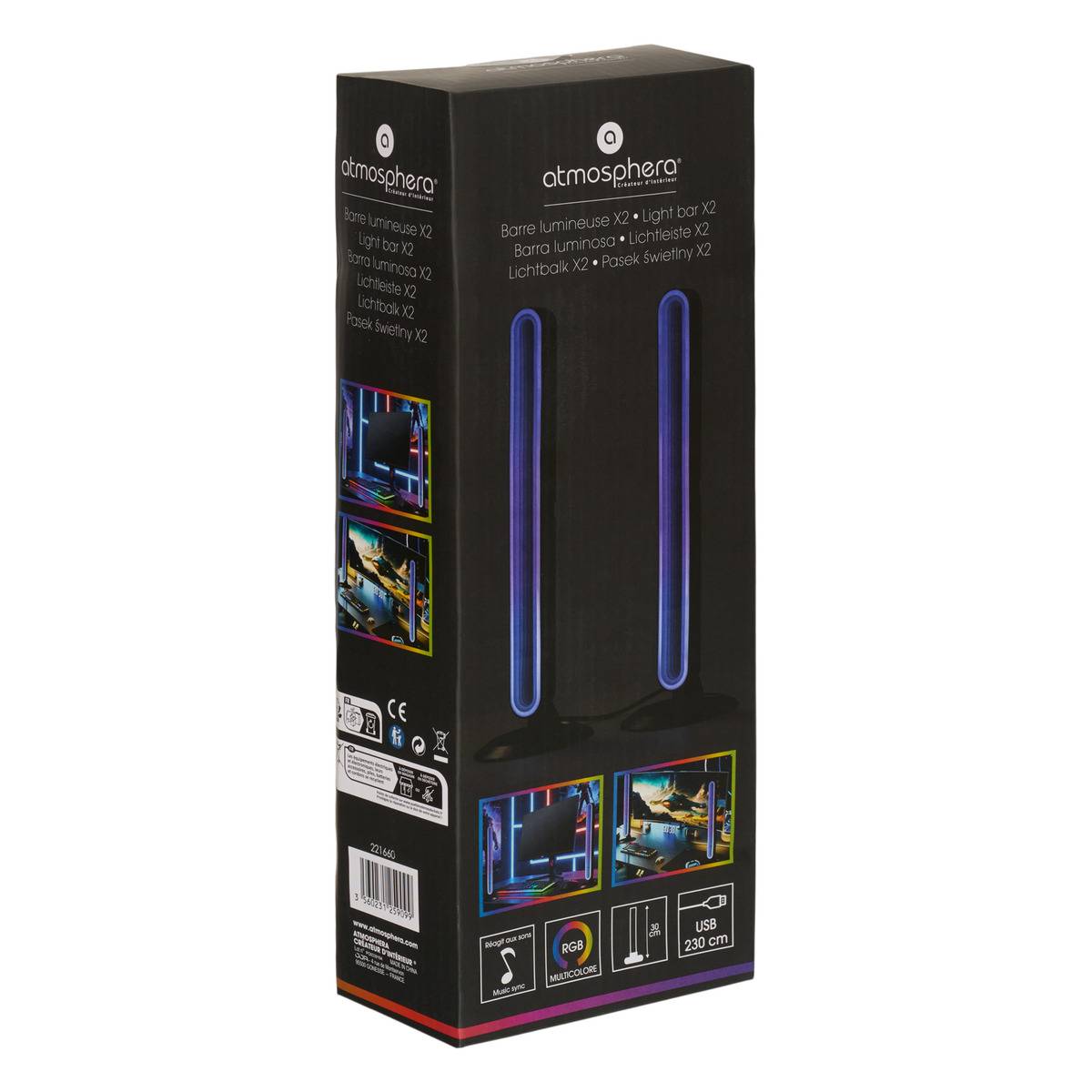Lot de 2 barres lumineuses MAERA couleur unique, ATMOSPHERA