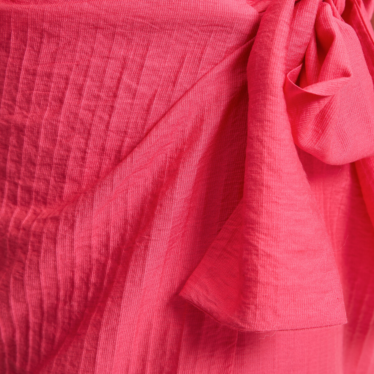 Jupe midi portefeuille à nouer rose fuchsia, LA REDOUTE COLLECTIONS