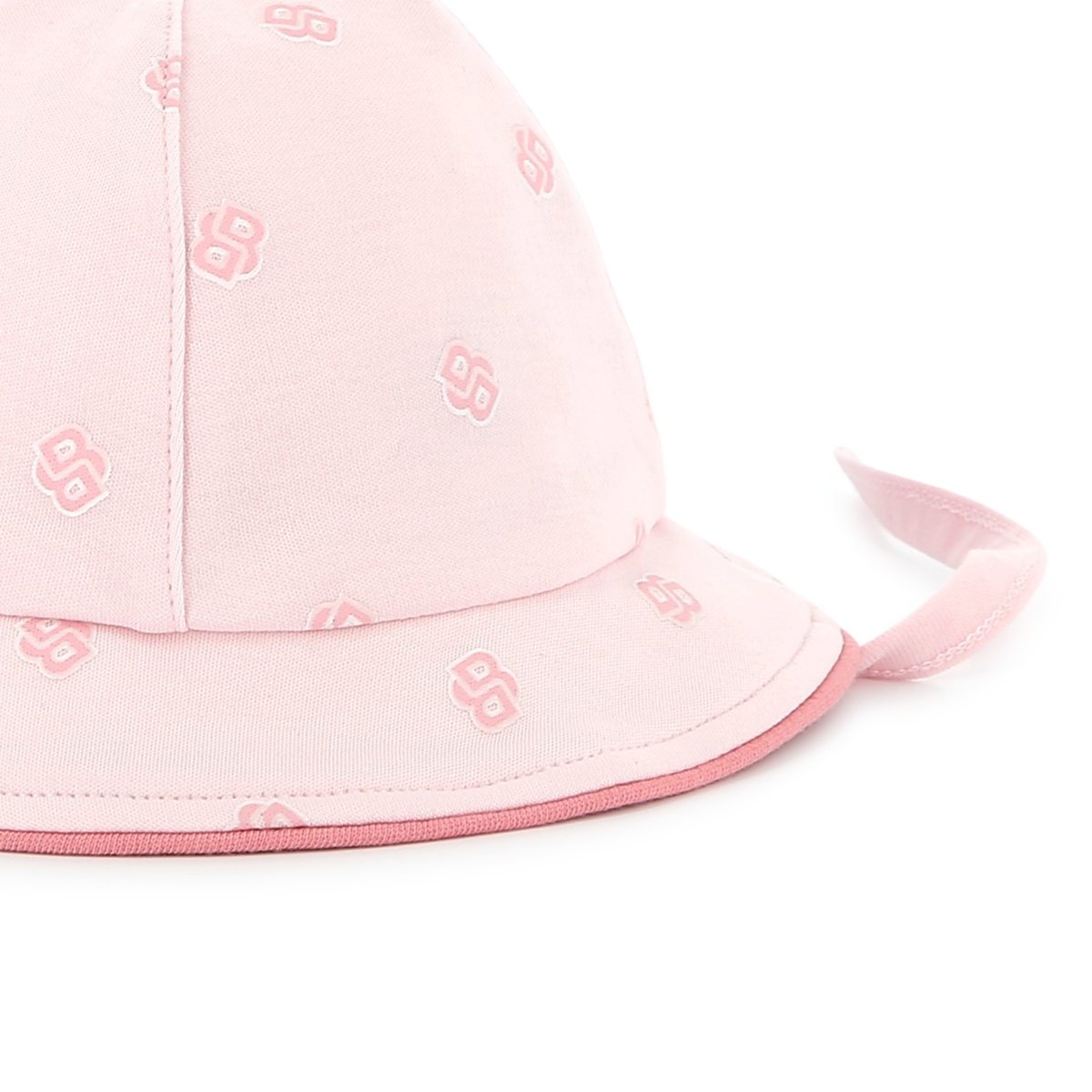 Chapeau en coton avec cordons baby pink, BOSS KIDSWEAR