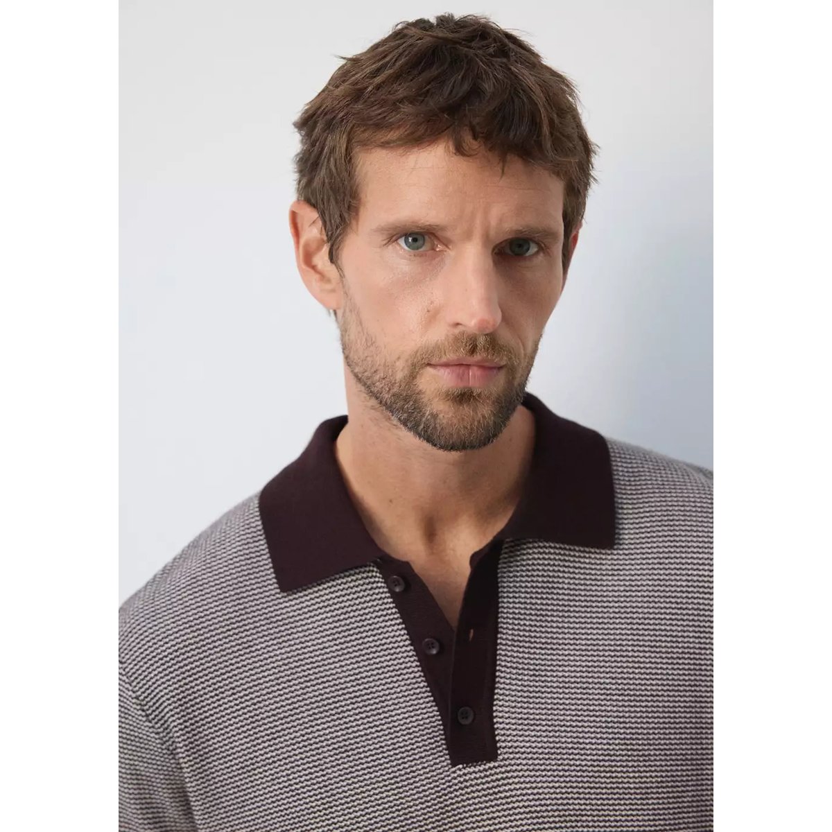 Pull polo 100 % coton maille fine grenat, MANGO MAN