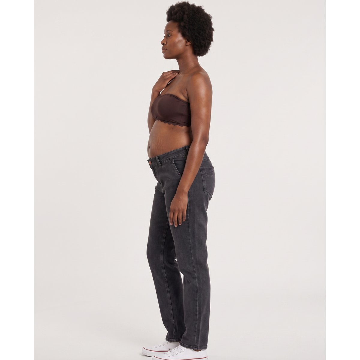 Jean de grossesse mom fit Carrie mid blue gris, CACHE COEUR