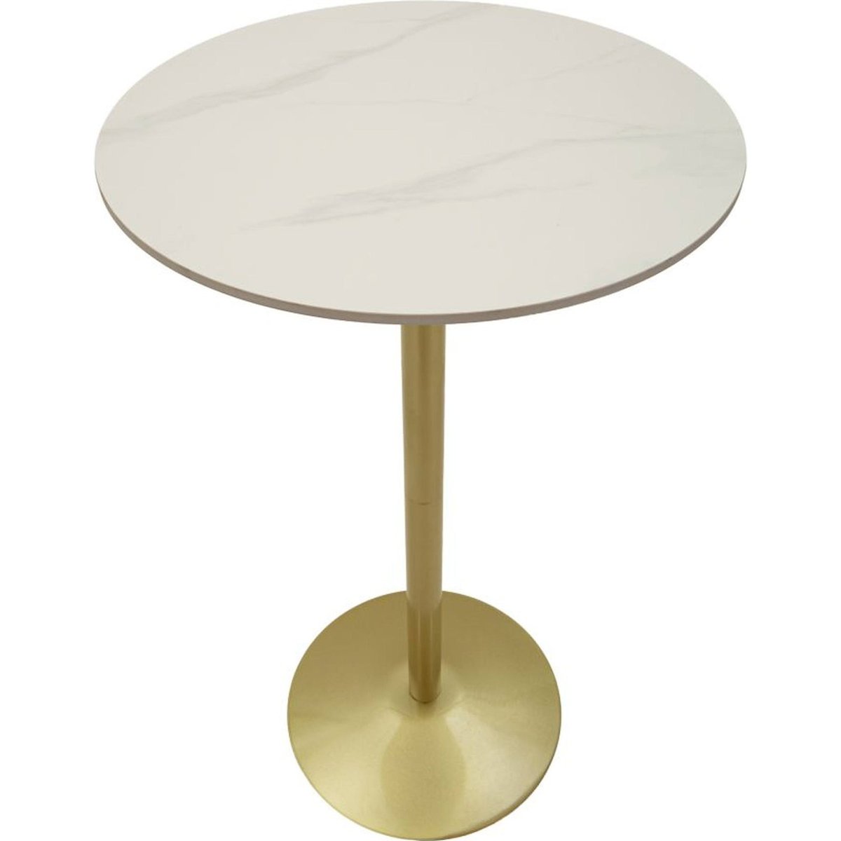 Table de bar ronde effet marbre GLAM or et blanc, RECOLLECTION