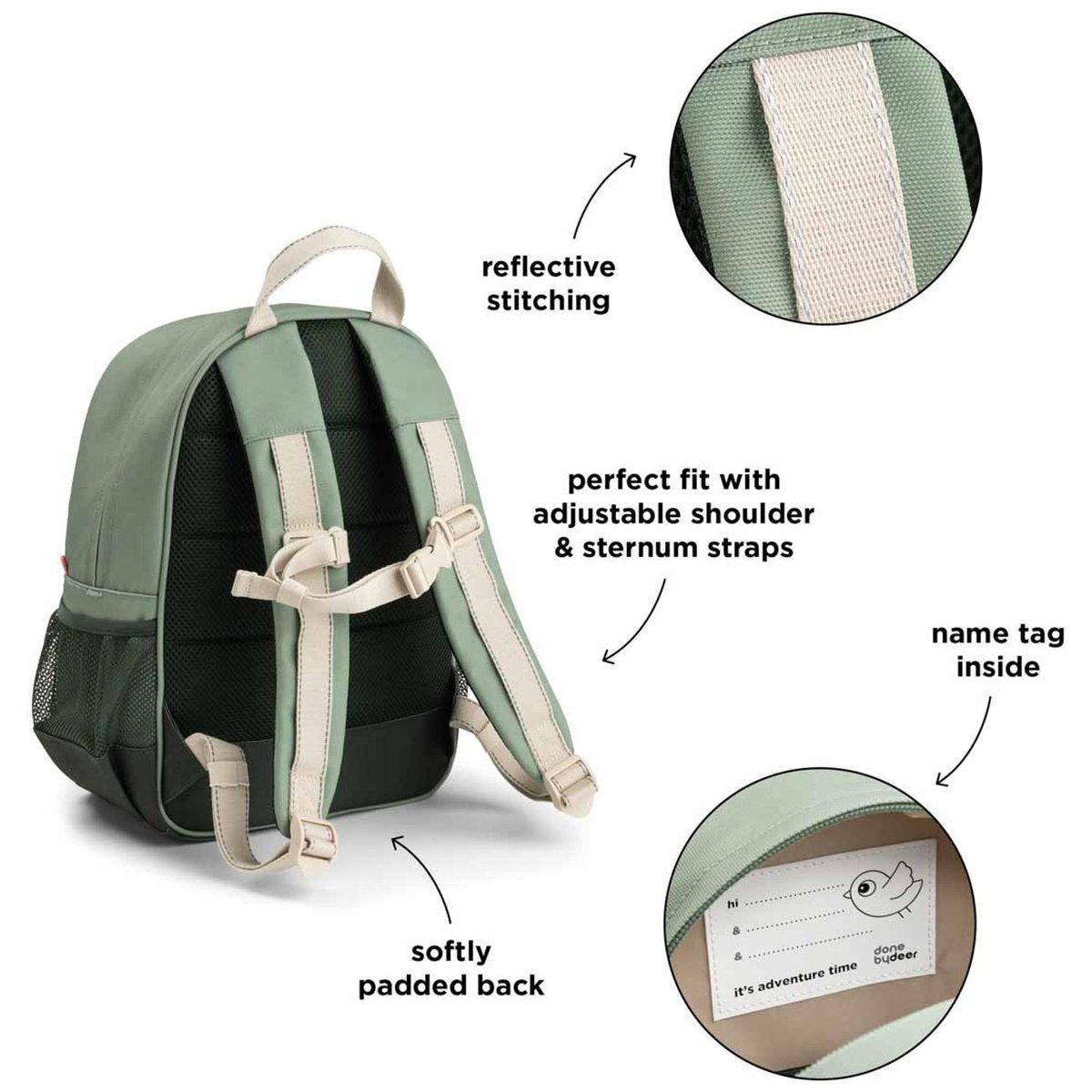 Sac à dos junior vert, DONE BY DEER