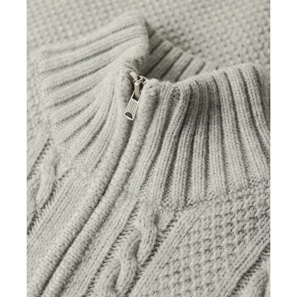 Pull vintage à col montant zippé Jacob gris, SUPERDRY