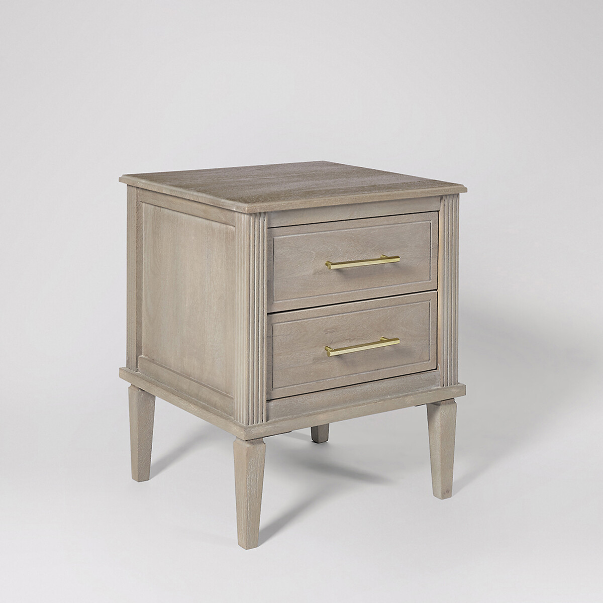 Claudine Mango Wood 2 Drawer Bedside Table grey, SWOON