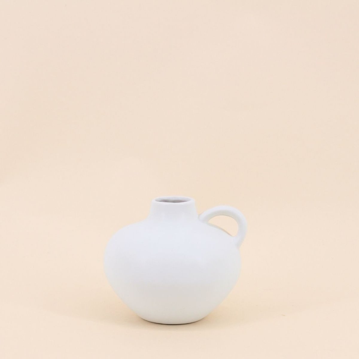 Vase en céramique avec anse, H11cm blanc, ORNAMI