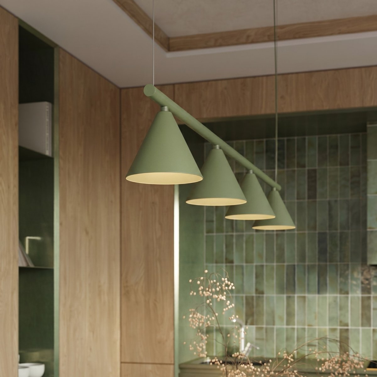 Lustre Acier Vert Olive E14 4 NOX vert olive, EDEN